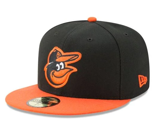 Travel Hat-BALTIMORE ORIOLES NEW ERA ROAD AUTHENTIC COLLECTION 59FIFTY FITTED-ON-FIELD COLLECTION BLACK/ORANGE