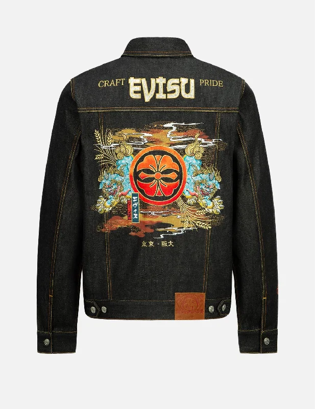 Trench Jacket-Komainu Duo Embroidered Denim Jacket