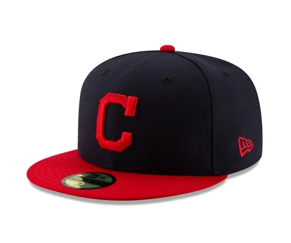 Snapback Hat-CLEVELAND INDIANS NEW ERA HOME AUTHENTIC COLLECTION 59FIFTY FITTED-ON-FIELD COLLECTION-NAVY/RED