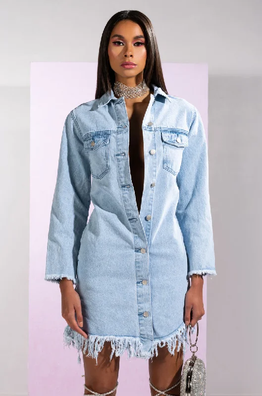 Denim Jacket-EASY BREEZY LONG DENIM JACKET