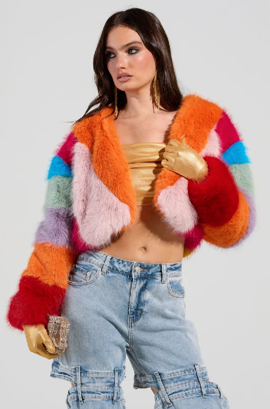 High-performance Jacket-CALL ME CRAZY RAINBOW FUR JACKET