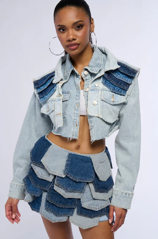 Moto Jacket-EVERYONE LOVES POCKETS DENIM CROP JACKET