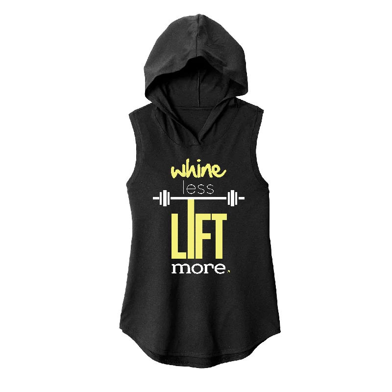 Bold Color Hoodie-Whine less lift more (Yellow) Sleeveless Hoodie