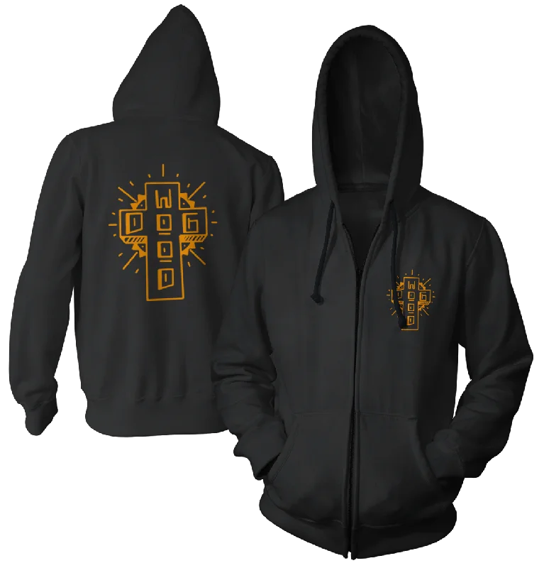 Street Style Hoodie-DOGWOOD - "Cross" (Black) (Zip Hoodie)