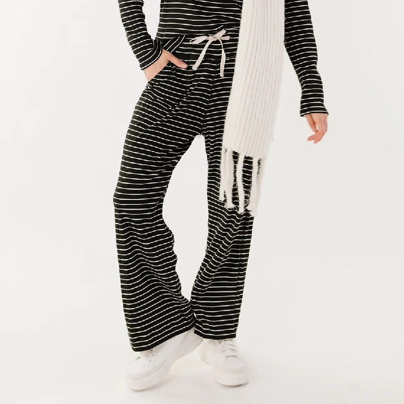 Padded Pants-Lounge Pants, Black and White Stripe