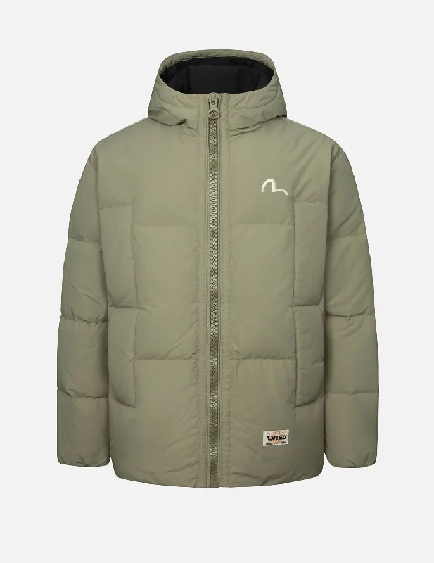 Field Jacket-Seagull Embroidery Loose Fit Down Jacket