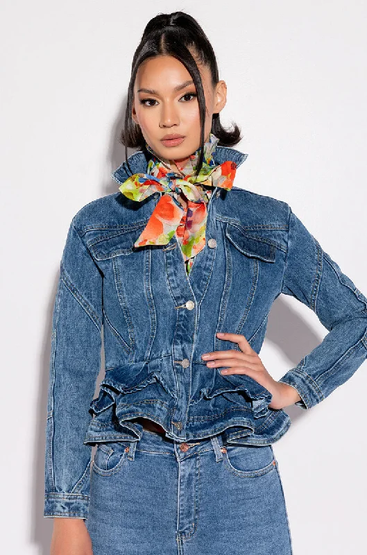 Premium Jacket-WAYNE PEPLUM DENIM JACKET