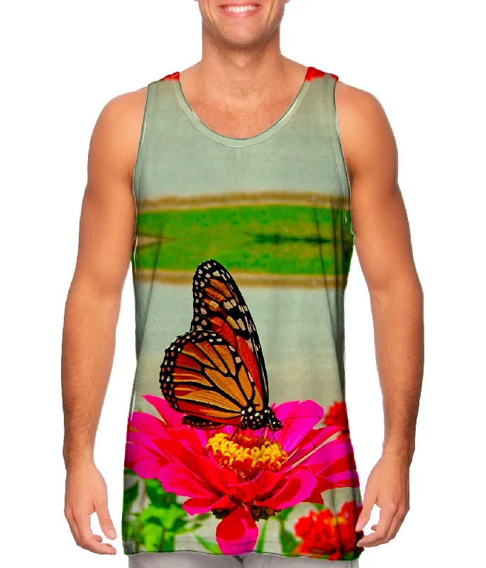 Performance Tank-Pink Flower Butterfly