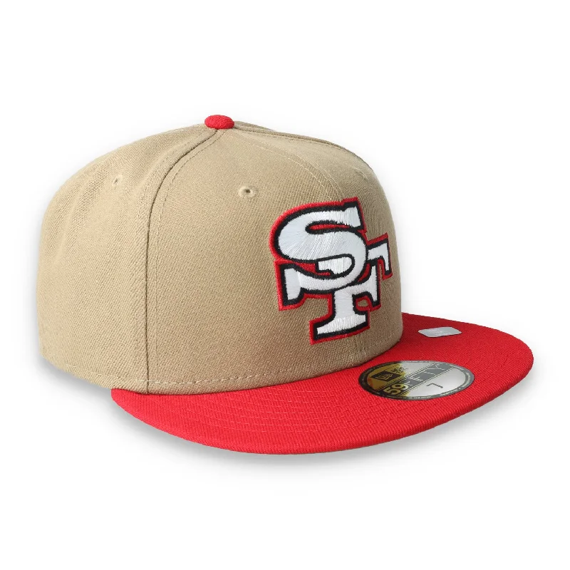 Sporty Hat-Exclusive San Francisco 49ers Official 59FIFTY Fitted Hat-Khaki/Scarlet