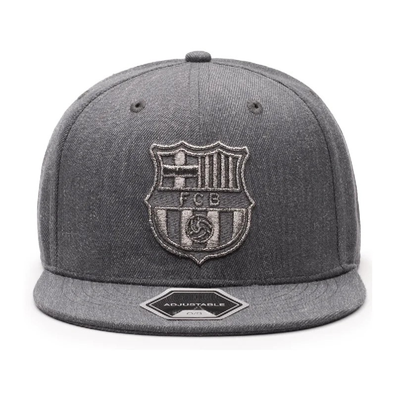 Leather Hat-Fi Collections FC Barcelon Platinum Snapback-Heather Black