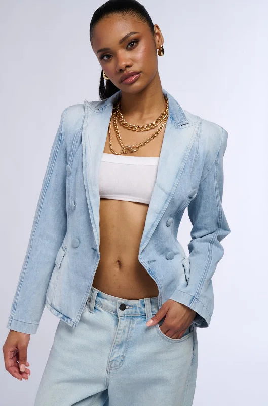 Travel Jacket-GOT IT TOGETHER DENIM BLAZER JACKET