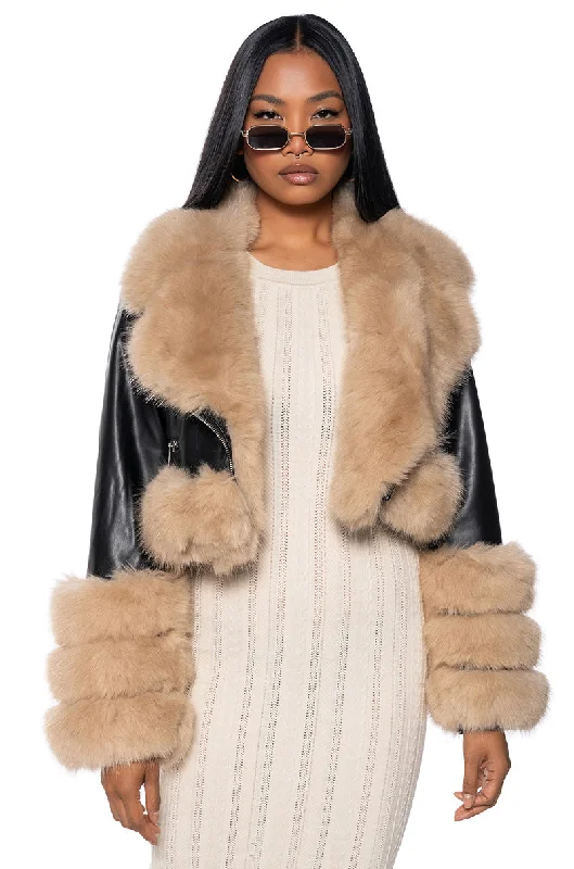 Zip-up Jacket-TALK THE TALK FAUX FUR MOTO JACKET