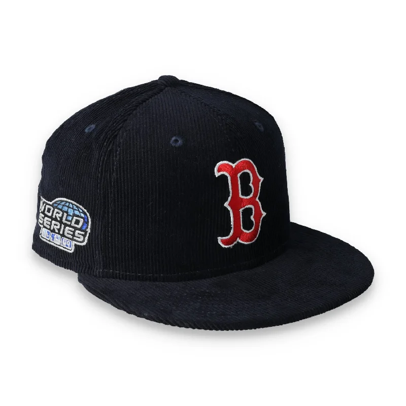 Outdoor Hat-New Era Boston Red Sox Side Patch Corduroy Fitted Hat-Navy Blue