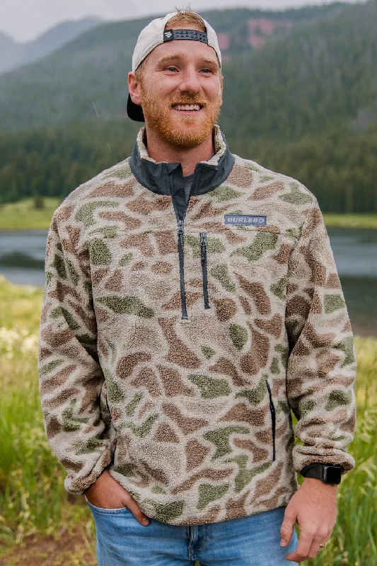 Stylish Puffer Jacket-Sherpa - Quarter Zip - Alpine Camo