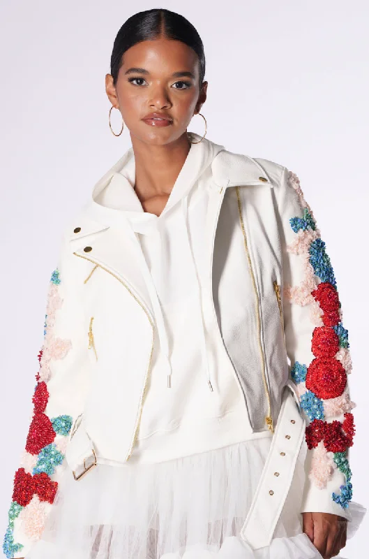 Sporty Jacket-EVERY ROSE HAS A THORN MOTO JACKET