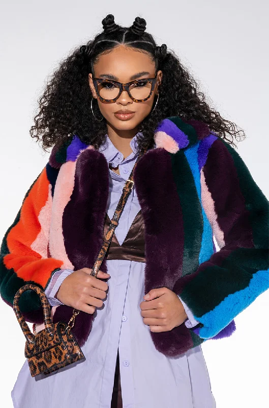 Utility Jacket-AZALEA WANG SAMBA MULTI COLOR FUR JACKET