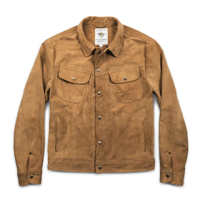 Utility Jacket-The Long Haul Jacket in Sand Weatherproof Suede