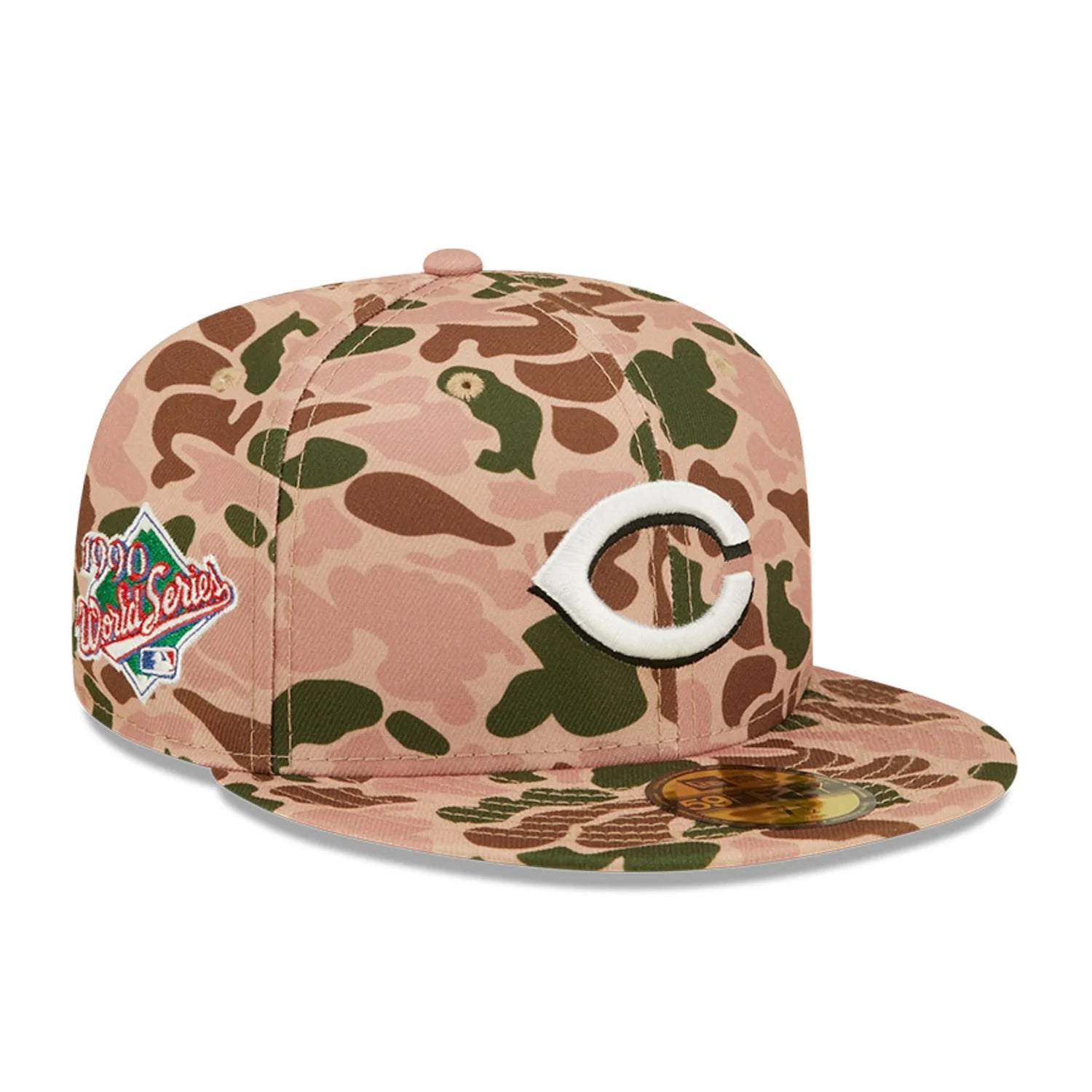 Travel Hat-New Era Cincinnati Reds 1990 World Series Side Patch Duck Camo 59FIFTY Fitted Hat