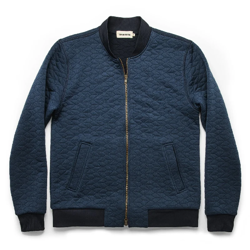 Rain Jacket-The Inverness Bomber in Navy Knit Quilt