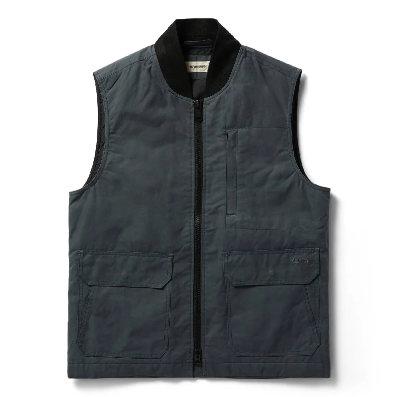 Slim Fit Jacket-The Anchorage Vest in Charcoal Dry Wax