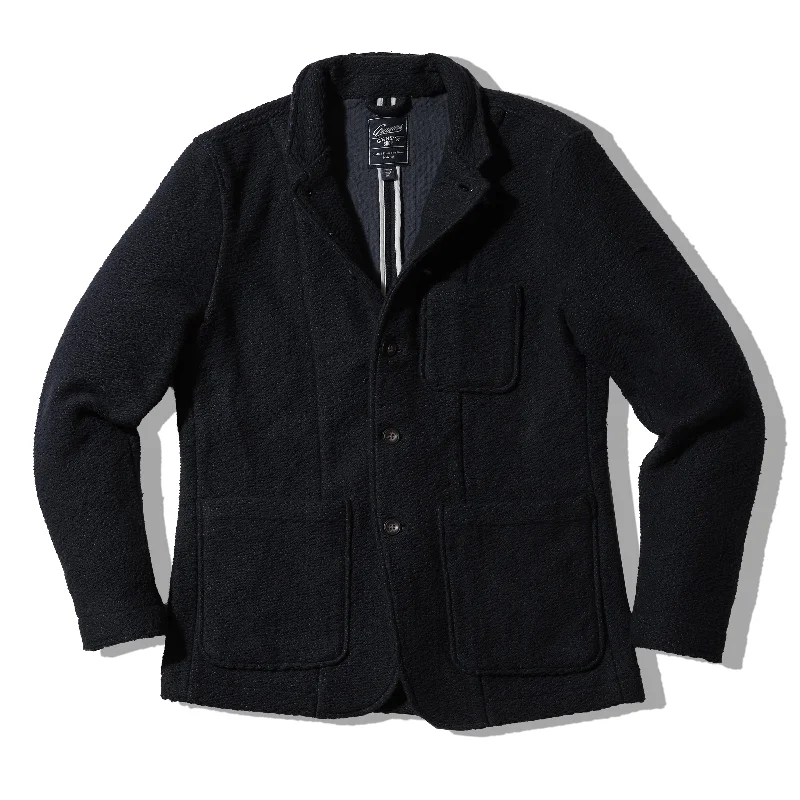 Casual Fit Jacket-Rope Weave Artisanal Jacket - Navy