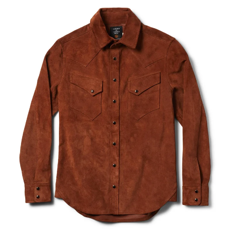 Tech Jacket-The Western Shirt in Espresso Suede