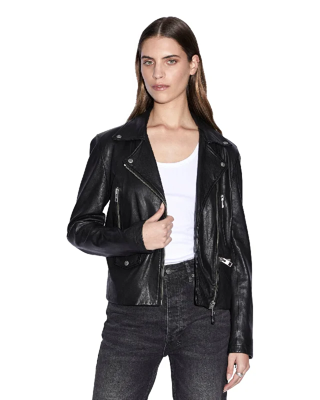 Padded Jacket-AMPLIFY LEATHER JACKET BLACK