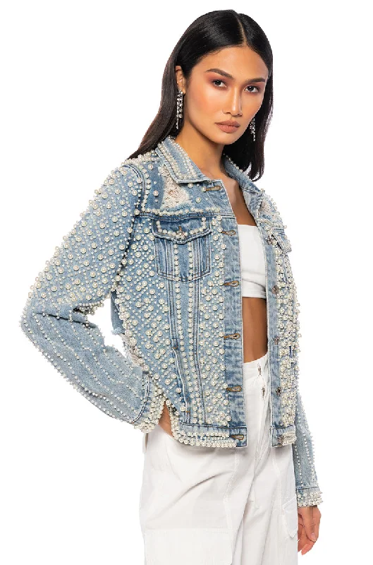 Casual Jacket-MOVE IN SILENCE PEARL DENIM JACKET