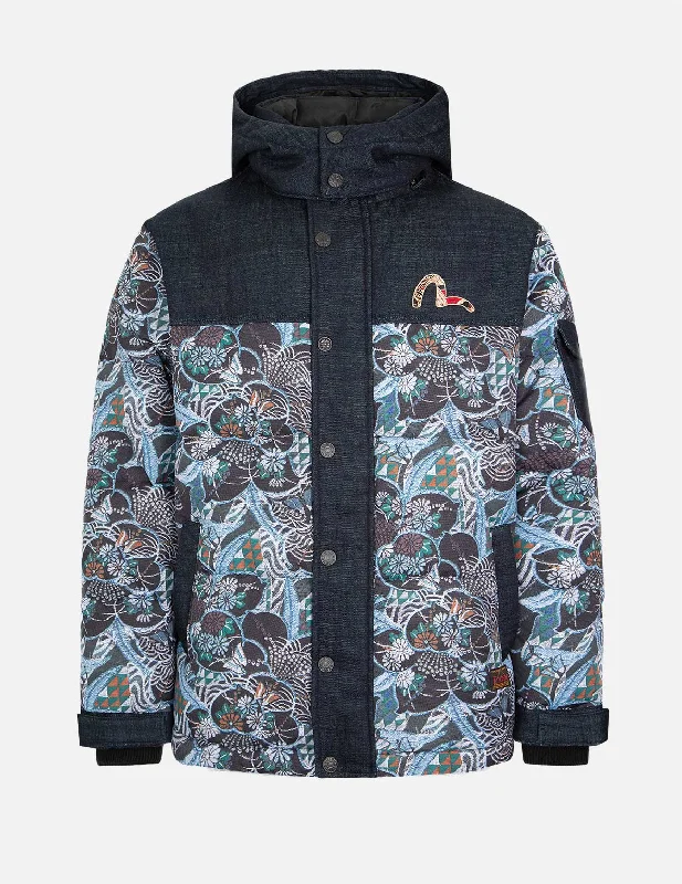 Track Jacket-Allover Japanese Brocade Print Down Jacket