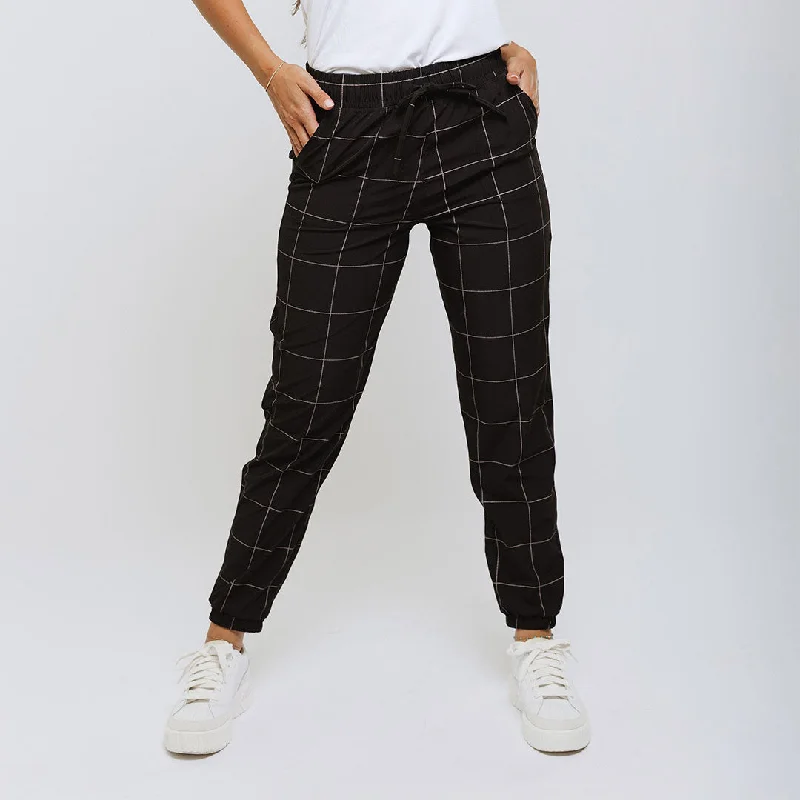 Stretch-fit Joggers-Everywhere Joggers, Black Windowpane