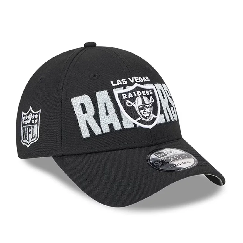 Travel Hat-New Era Youth Las Vegas Raiders 2023 NFL Draft 9FORTY Adjustable Hat-Black