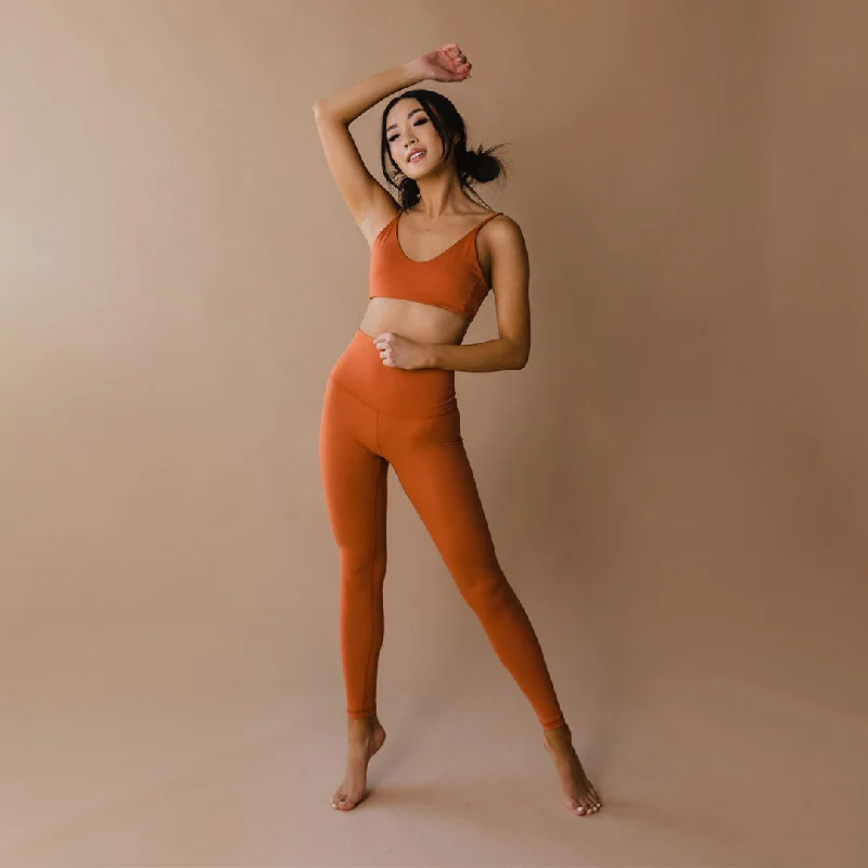 Athletic Pants-Intention Flow Leggings, Rust