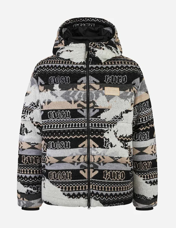 High-performance Jacket-Allover Kamon Intarsia Oversized Down Jacket