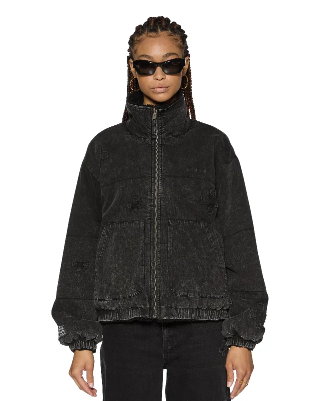 Street Style Jacket-REVERSIBLE PUFFER JACKET NOIR KRAFTWERK/BLACK