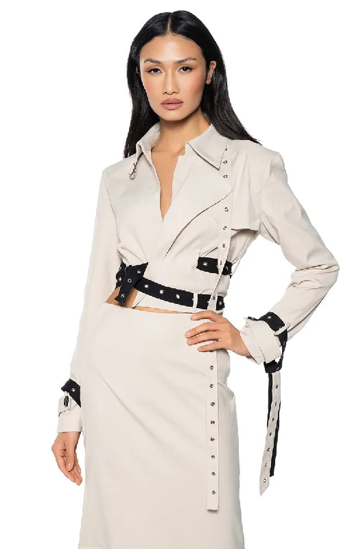 Trendsetting Bomber Jacket-LINDEN CROP TRENCH JACKET