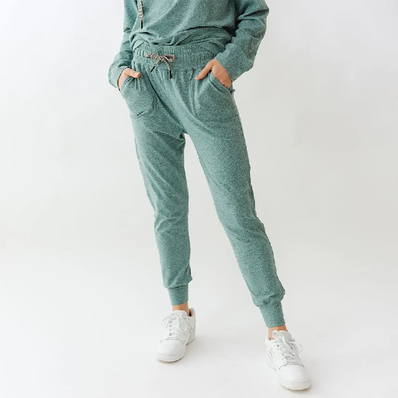 High-waisted Pants-Travel Joggers, Aqua