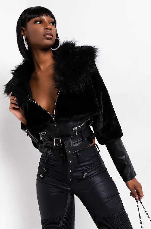 Modern Bomber Jacket-LECLA DUAL FUR MOTO JACKET