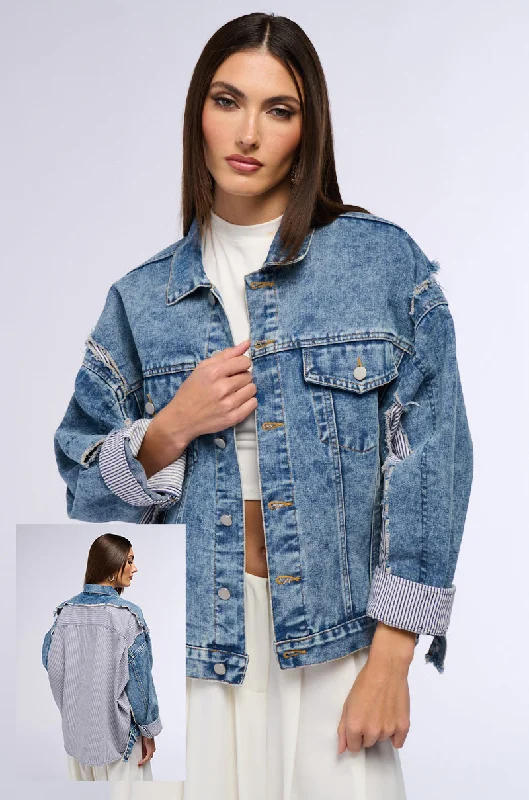 Lightweight Jacket-HYBRID OVERSIZED DENIM JACKET