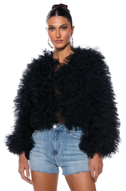 Modern Jacket-LOU LOU TULLE JACKET IN BLACK