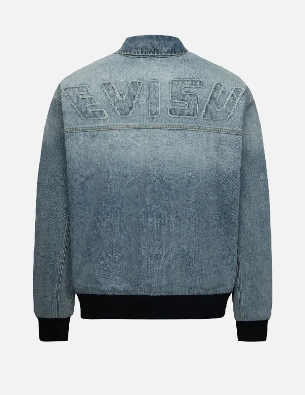 Performance Jacket-Logo Appliqué Embroidery Oversized Denim Bomber Jacket