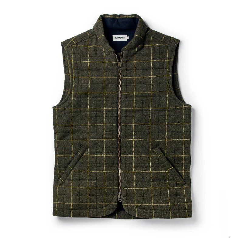 Chic Jacket-The Vertical Vest in Olive Plaid Wool