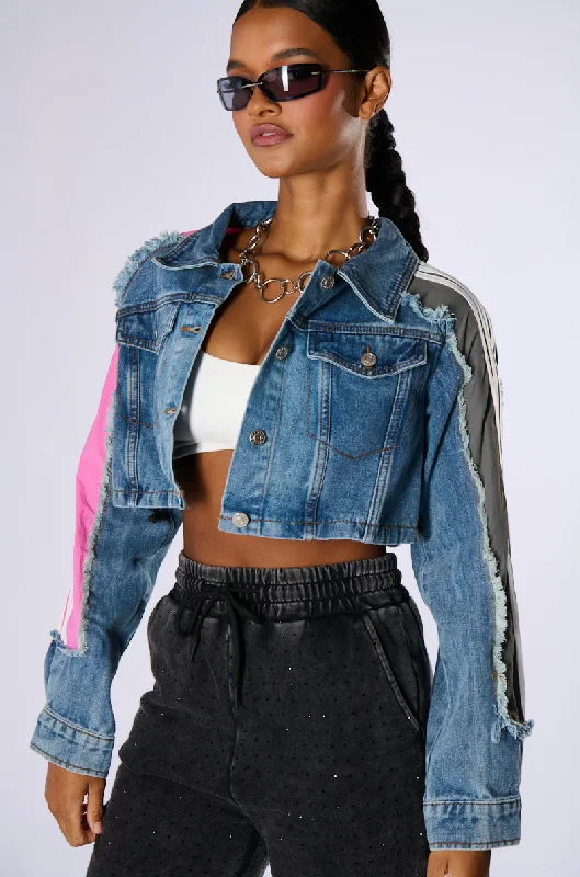 Tech Jacket-PORTIA MIXED MEDIA DENIM JACKET