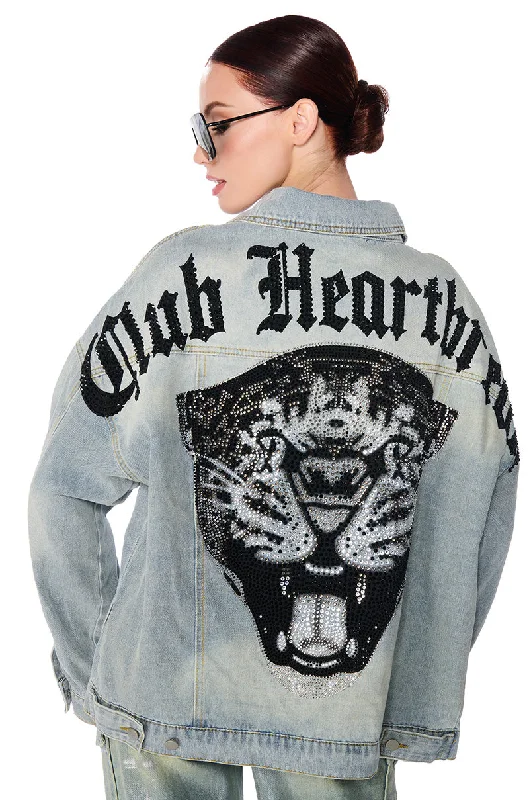 Lightweight Jacket-HOT FIX EMBELLISHED OVERSIZED DENIM JACKET