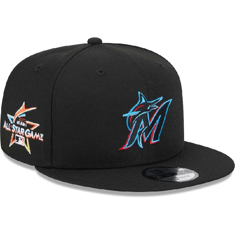 Bold Print Hat-New Era Miami Marlins 2017 MLB All-Star Game Side Patch 9FIFTY Snapback Hat-Black