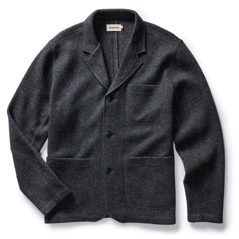 Waterproof Jacket-The Evans Blazer in Charcoal Birdseye Wool