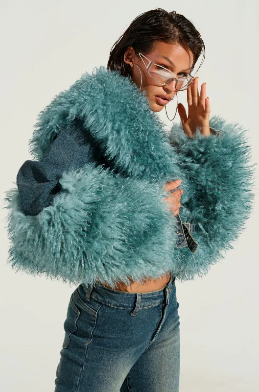 City Jacket-SIT PRETTY FUR TRIM DENIM JACKET