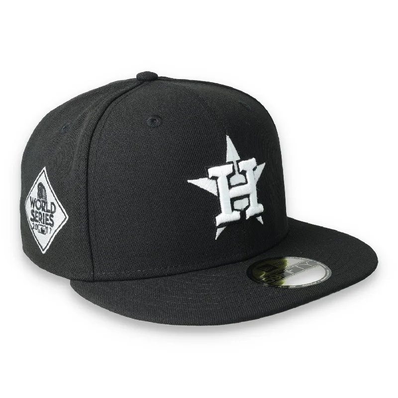 Stylish Fedora Hat-New Era Houston Astros Side Patch 2017 World Series 59FIFTY Hat-Black/White