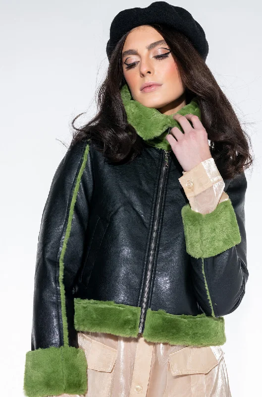 Smart Casual Jacket-AZALEA WANG GRINCH BONDED PU JACKET