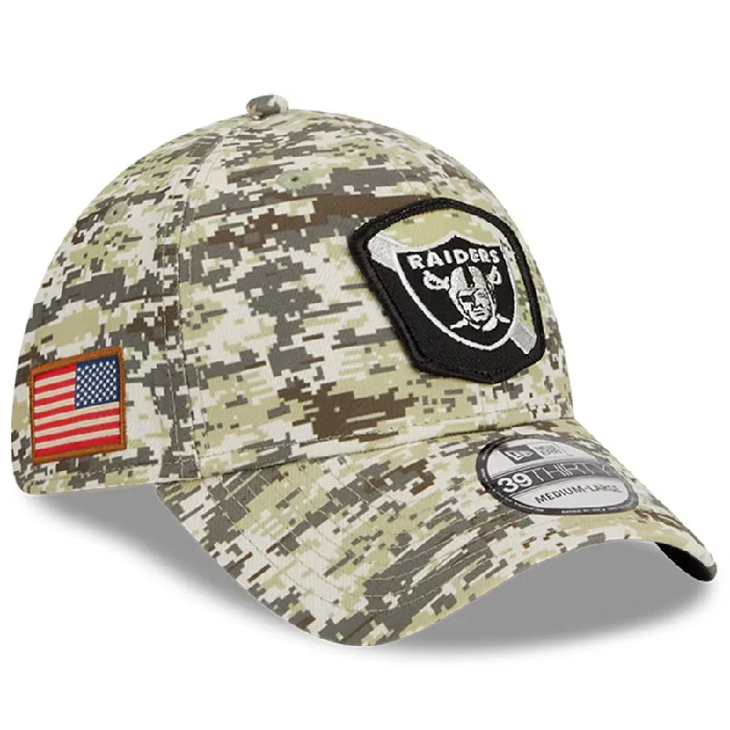 Summer Hat-New Era Las Vegas Raiders Salute to Service 2023 39THIRTY Stretch Fit Hat