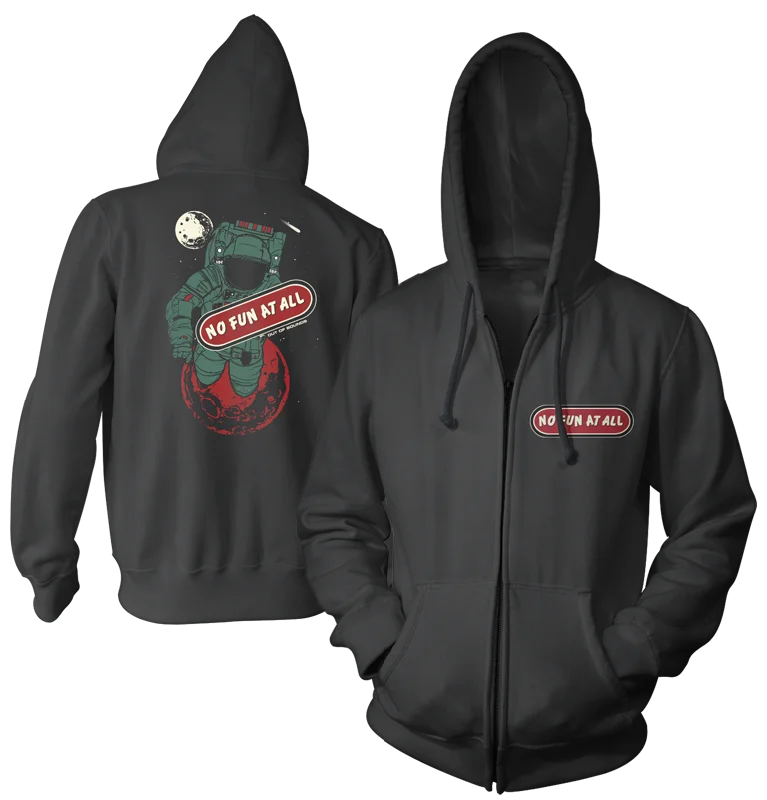 Relaxed Fit Hoodie-NO FUN AT ALL "Out Of Bounds" (Zip Hoodie)